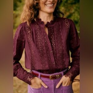 Sezane Rym shirt in burgundy.